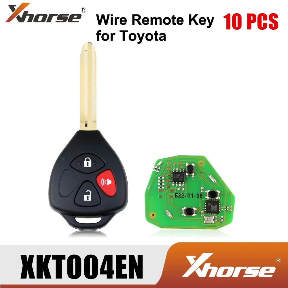 

10pcs/lot Xhorse XKTO04EN Wire Universal Remote Key for Toyota Style 3 Buttons for Tool VVDI2 VVDI Mini