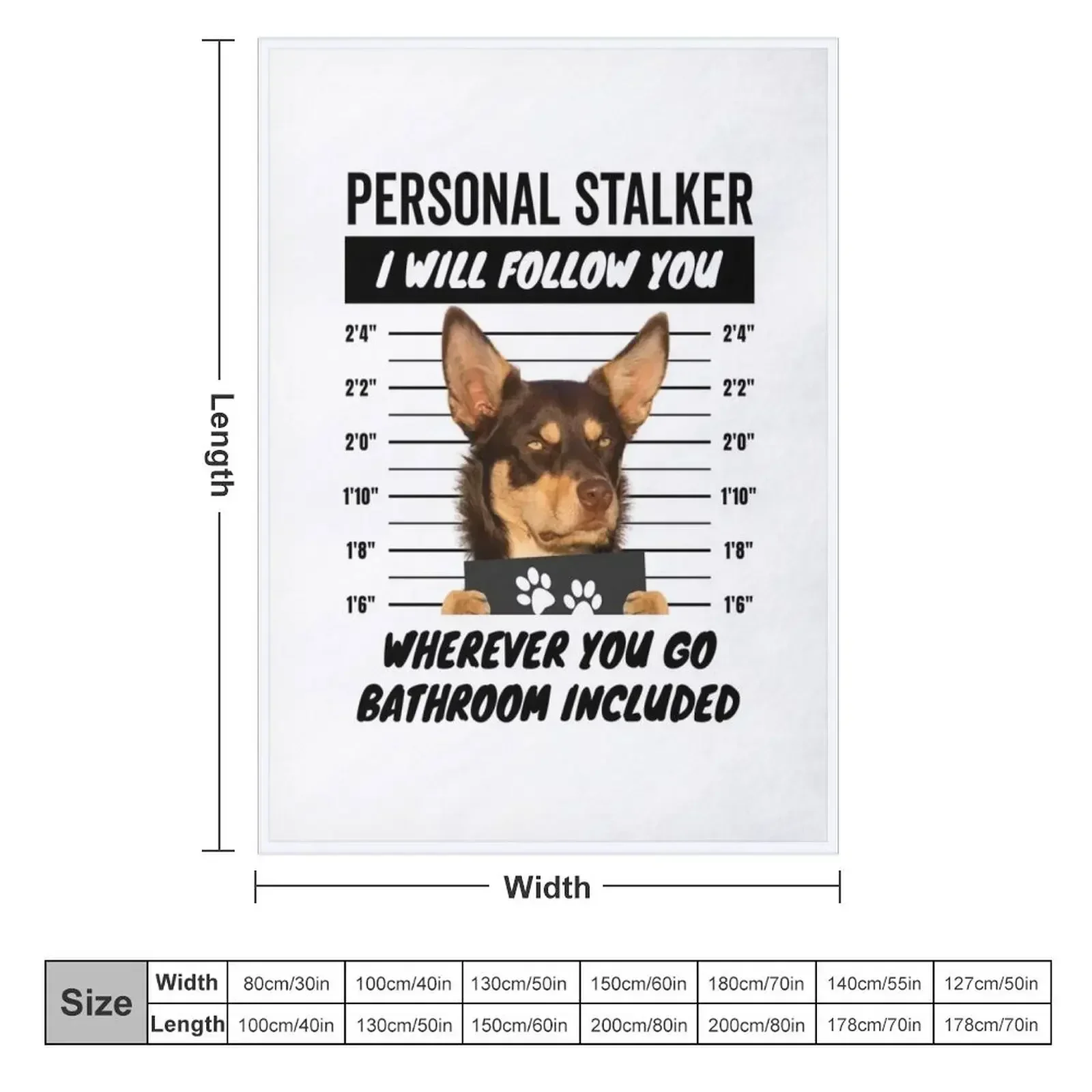 Personal Stalker Dog – Tan Red Australian Kelpie Throw Blanket couch cozy soft plush fuzzy picnic outdoor blanket