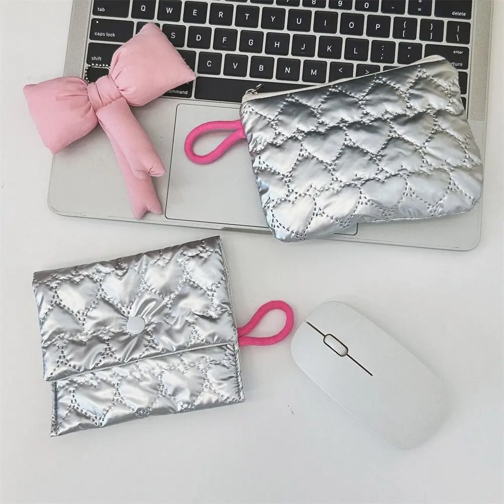 

Love Rhombus Shape Silver Coin Purse Korean Style Cosmetic Bag Small Item Bag Storage Cloth Bag Small Item Bag