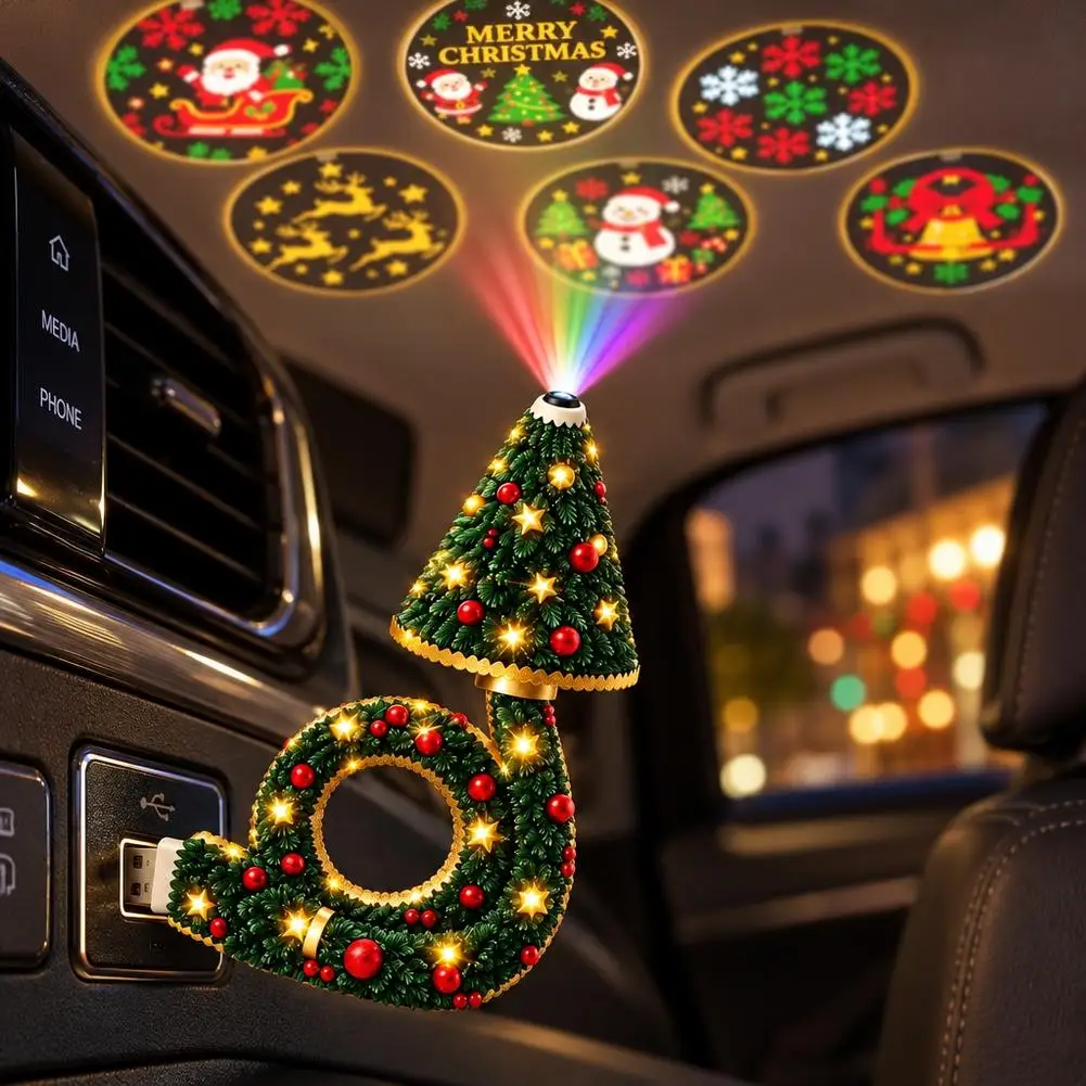 Creative USB Christmas Tree Projection Light LED Xmas Night Lamp For Bedroom Living Room Party