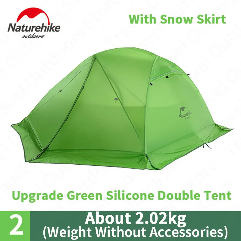 Naturehike tenda da campeggio con fiume stellato aggiornato tenda ultraleggera per 2 persone per Trekking escursionismo in Silicone 20D con o senza gonna da neve