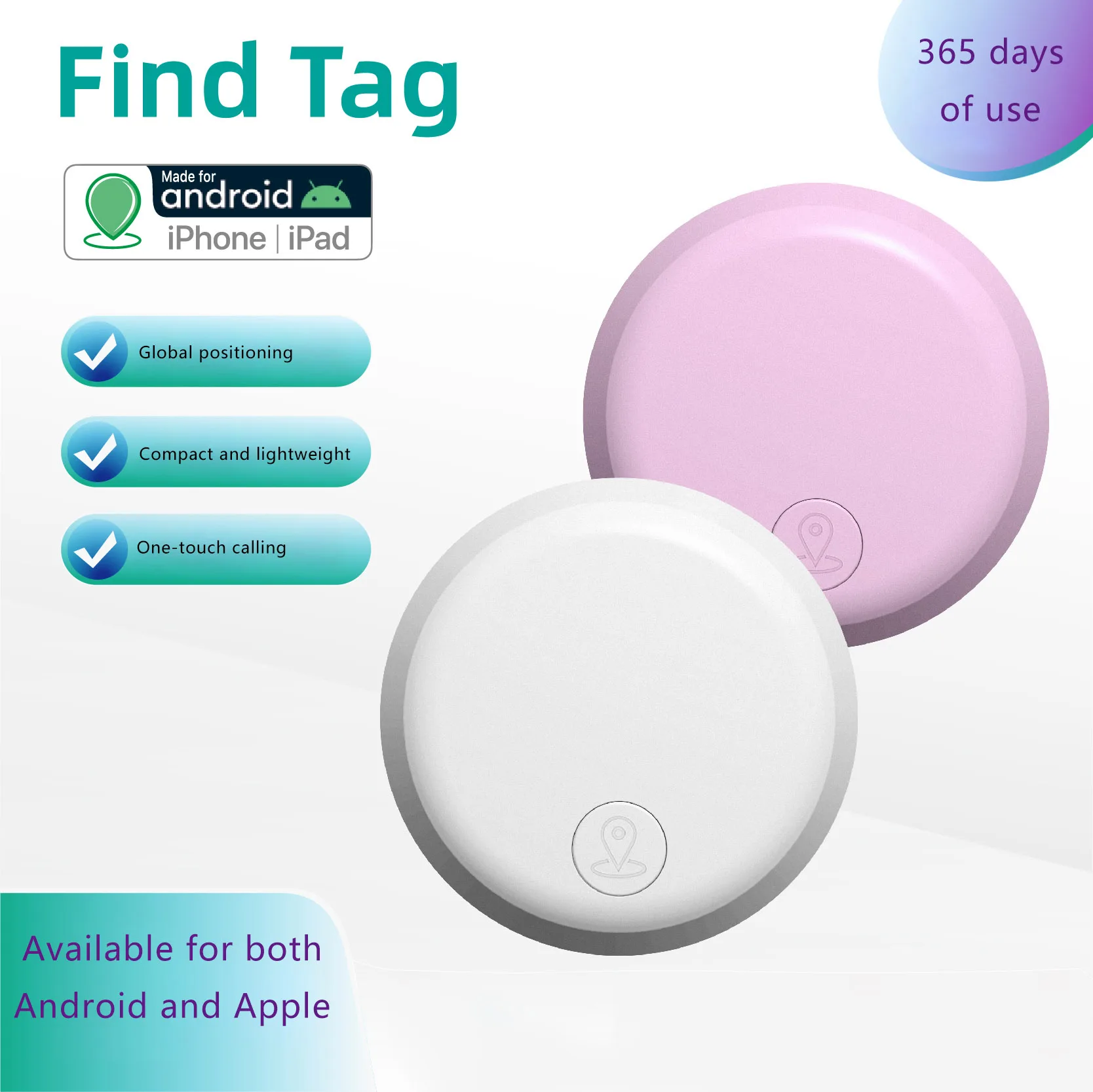 Smart Key Finder Locator GPS Tracking Device Bluetooth Anti Lost Tag Alarm Reminder Works with Apple and Android For Find Pets