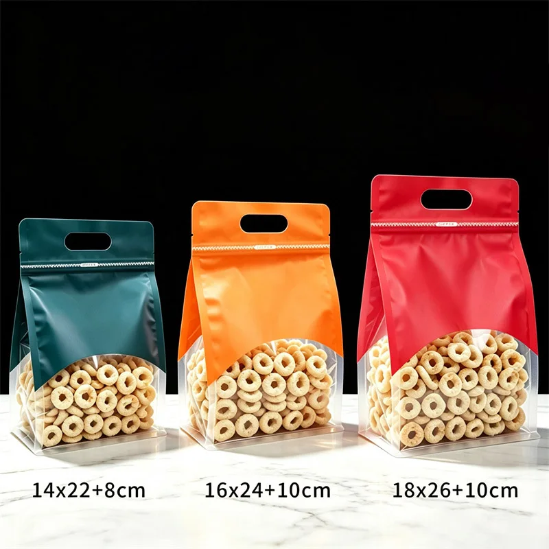 50Pcs Transparent Handheld Seal Bags,Resealable Bag For Grains,Snacks,Coffee.Cat & Dog Food Storage Seal Pouch,Customizable LOGO