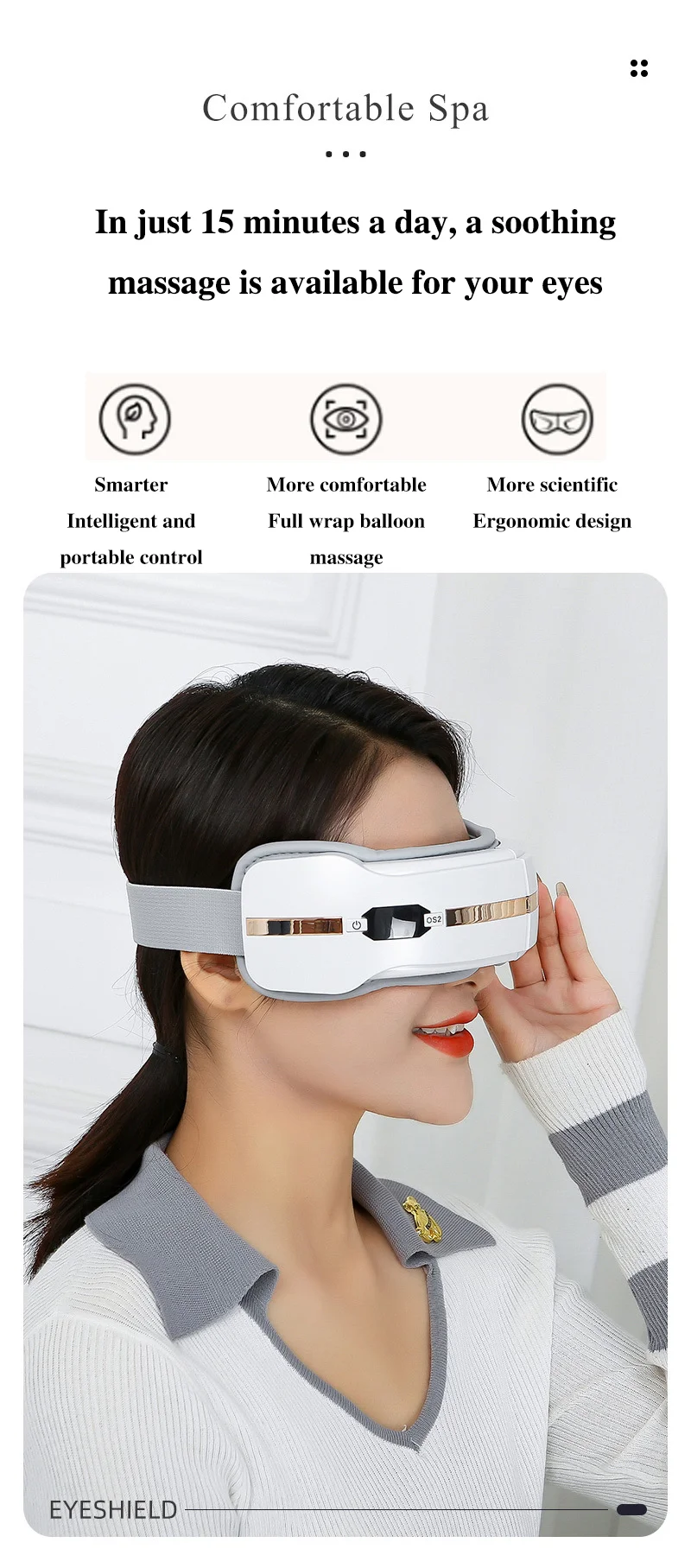 New rechargeable eye massager - air pressure eye massager - heated eye care device with vibration eye protector.