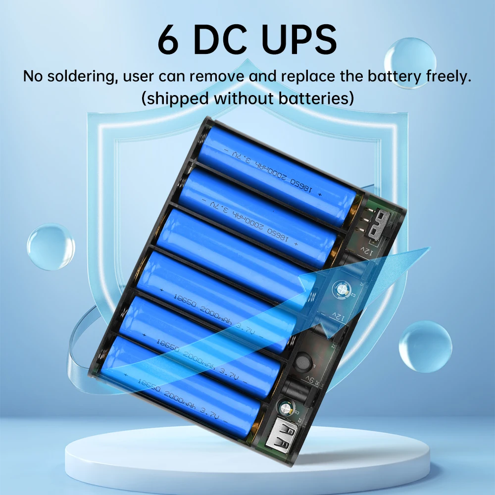 5V9V12V Output Power Bank Box for Cellphone Power Storage Case Tablet Modem 6x/3x 18650 Battery UPS Uninterrupted Power Supply