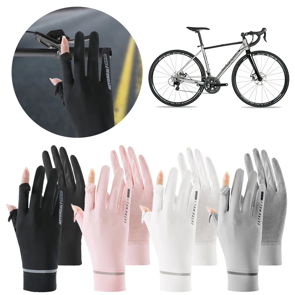 

Lady Sunscreen Ice Silk Gloves Summer Sun Protection Gloves Thin Bicycle Gloves for Golf Driving Riding Fishing Hiking for Women