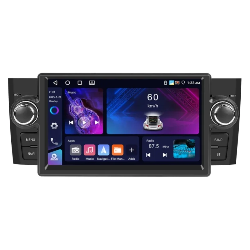 Podofo 9-Zoll Carplay 2Din Autoradio für Fiat Punto 2005-2009 Linea 2007-2011 Android Auto Multimedia-Player GPS-Navigation WiFi FM/RDS DSP