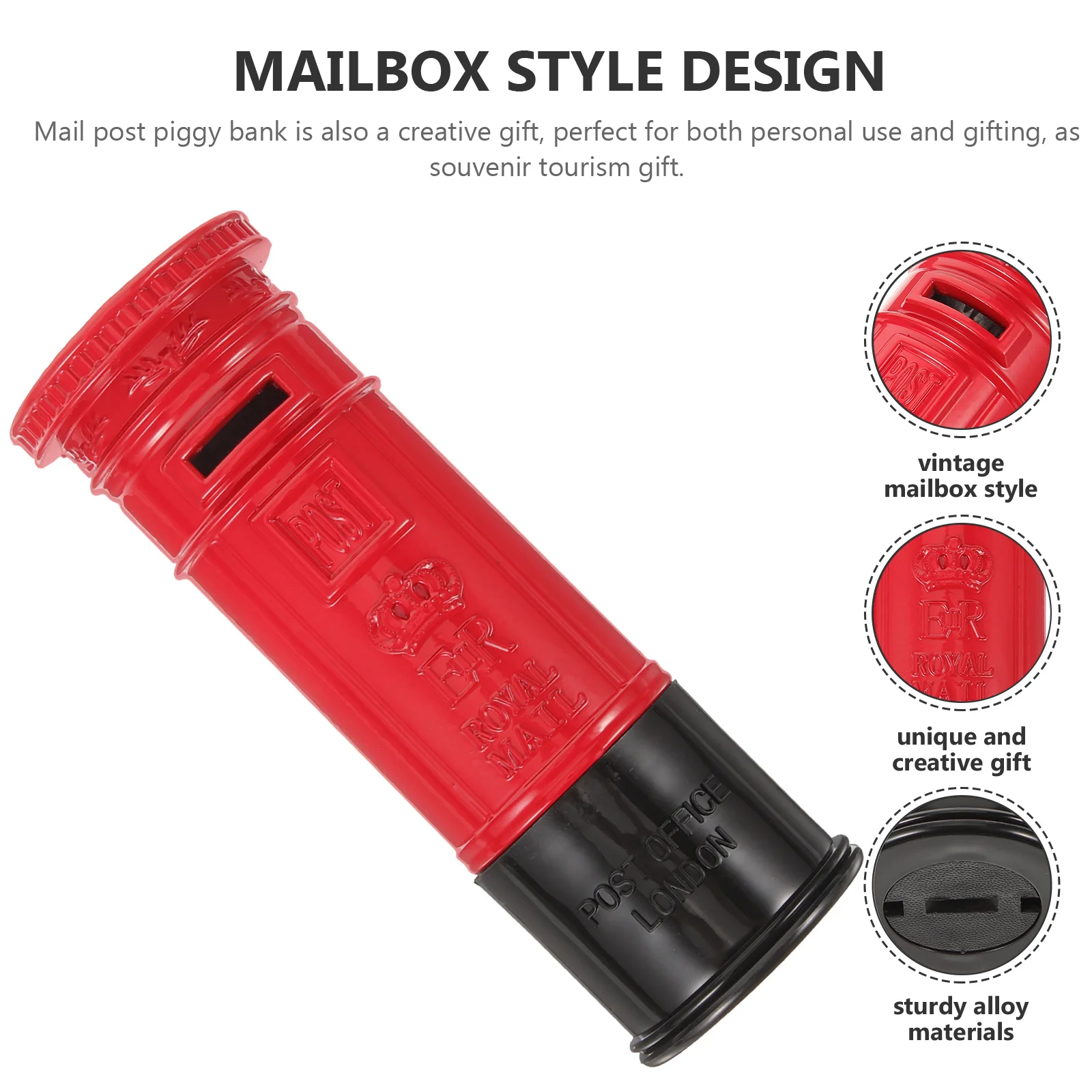 

Vintage Mail Post Piggy Bank Alloy Retro Coin Bank Saving Jar for Home Office Decoration Metal Money Box Storage Container