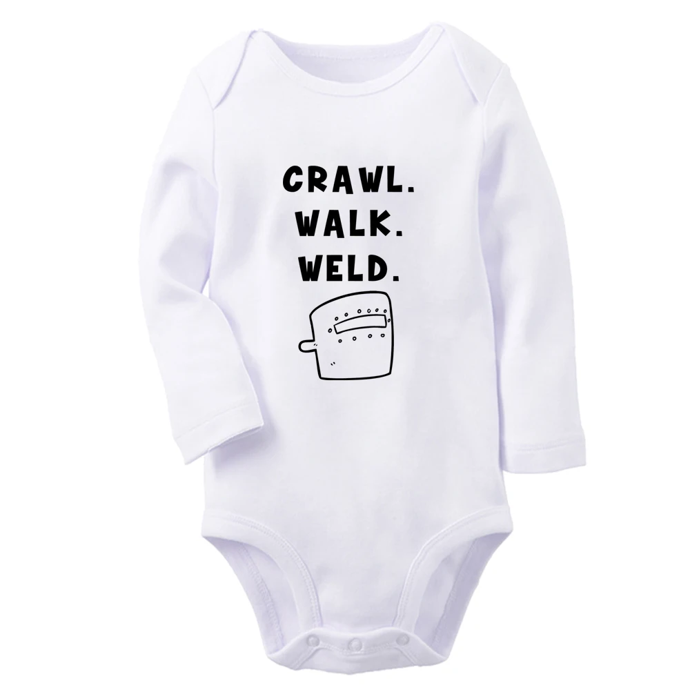 Crawl walk weld Fun Baby Bodysuit Cute Boys Girls Rompers Infant Long Sleeves Jumpsuit Newborn Soft Clothes