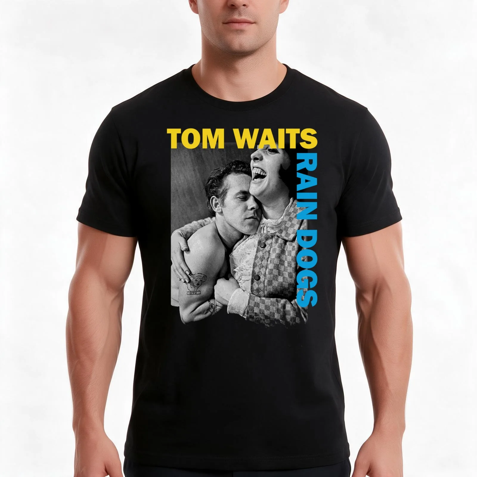 Tom Waits Rain Dogs Shi T-Shirt, Summer Casual Cotton Tee, Oversized Streetwear Tops, Vintage Graphic Print, Unisex Men Women