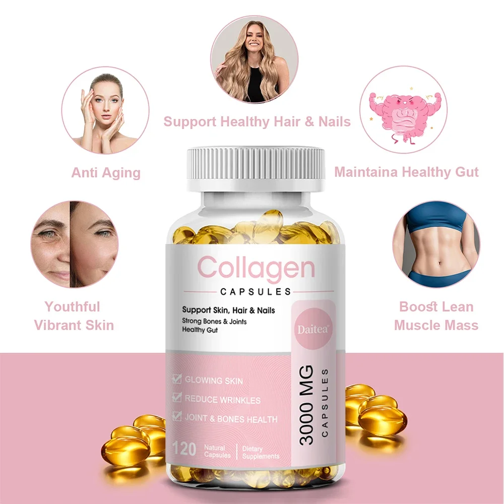 Collagen Capsules - Stronger, Boosts Hair, Bones, Joints, Skin and Nails, Promotes Collagen Production, Anti-Aging, Antioxidant