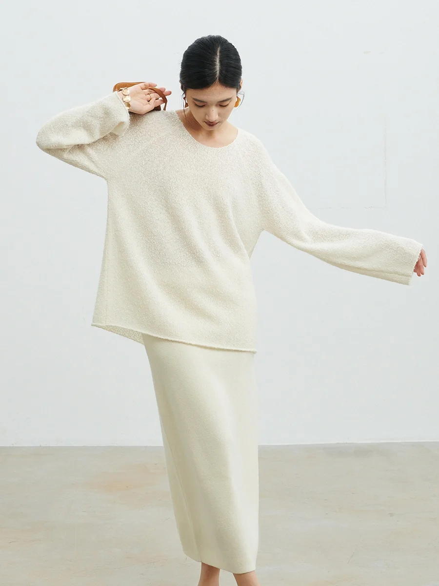 

Kiki Camere вязаный свитер свободного покроя с дизайном из шерсти альпаки, женский модный повседневный круглый свитер Ne Long Sve