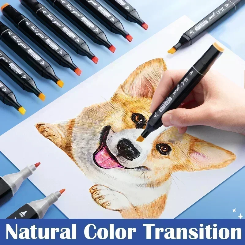 168 Colors Dual Tip Highlighter Marker Pen Set for Comic Art Sketch Graffiti Watercolor Korean Stationery Vibrant Coloring Pens