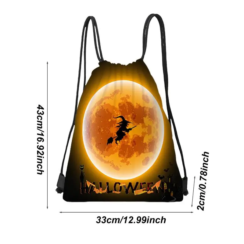 Saco de doces Halloween com cordão, sacos de doces, halloween, halloween, doces, abóbora, gato, 13x16,9 polegadas