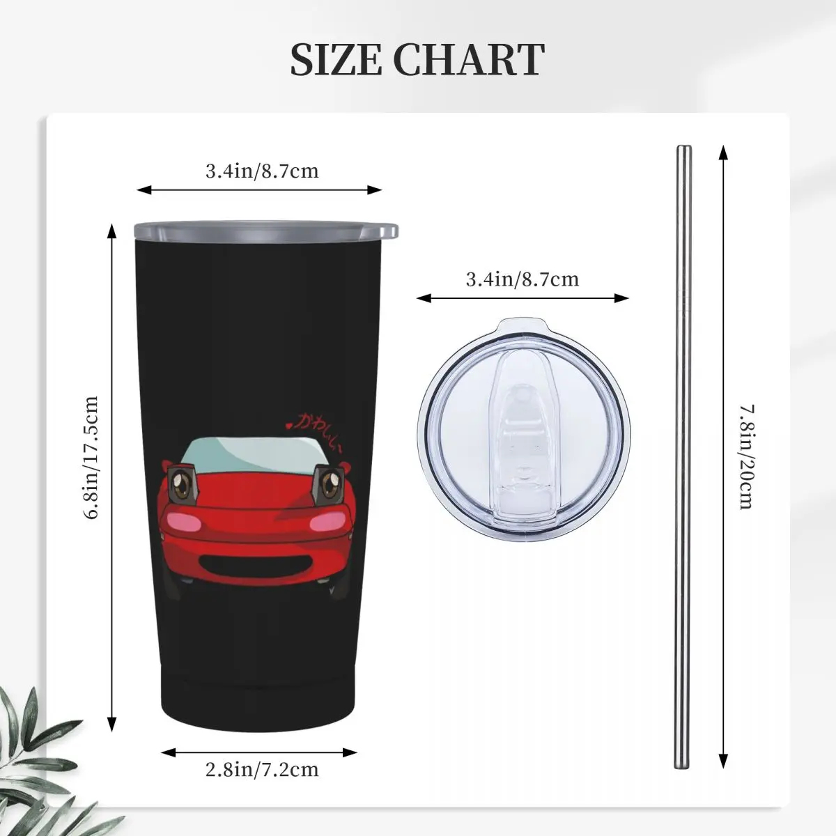 Mazda Miata Mx5 1990 Kawaii Stainless Steel Tumbler Vacuum Insulated Mug Thermal Cold Bottle Straw With Lid 20oz