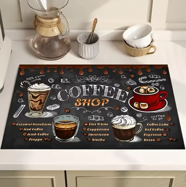 

Classic Black Style Coffee Drying Mat Drying Mat for Tableware Drainage Mat Kitchen Home Kitchens Coffee Shop Cozy Home Decor
