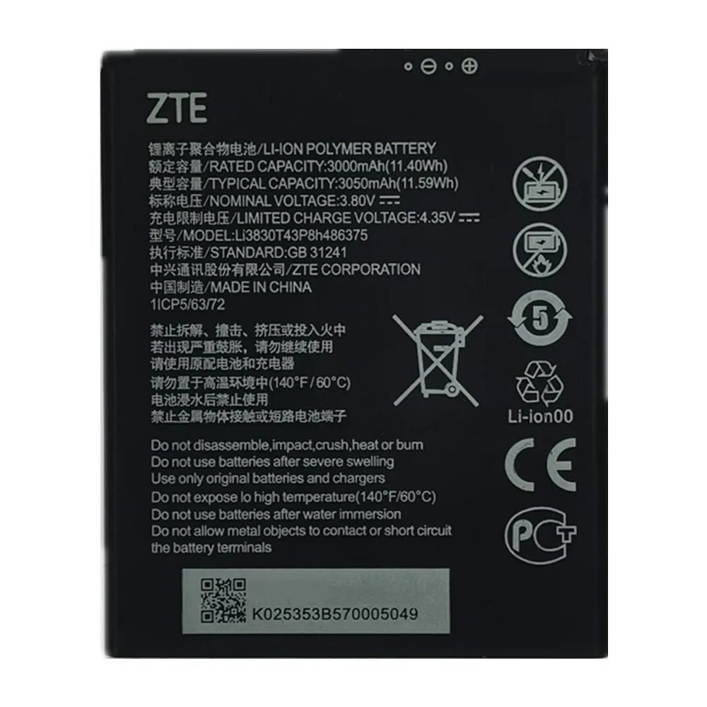 New Original 3050mAh Li3830T43P8h486375 Battery For ZTE Blade A31 High Quality Mobile Phone Bateria Replacement Batteries