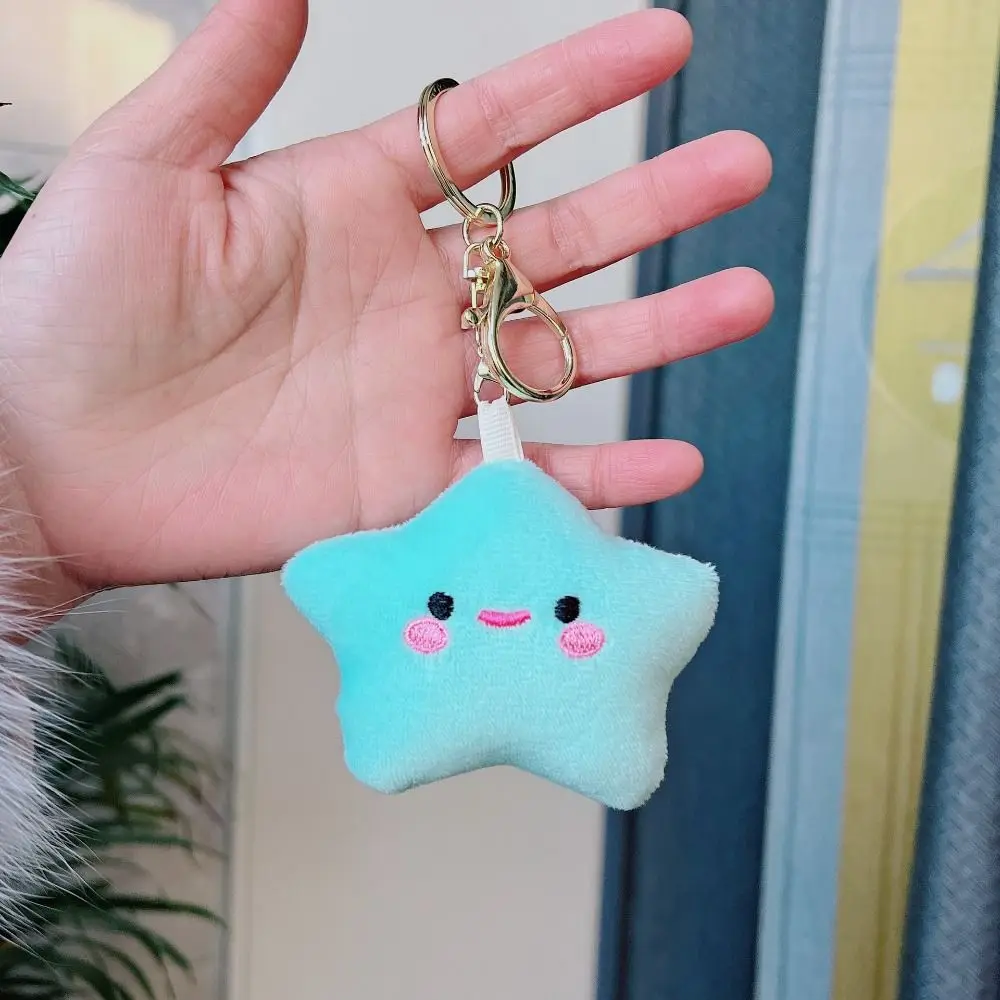 Smile Stars Smile Star Key Ring Fluffy Fur Pom Pom Starfish Smile Stars Plush Keyring Pentagram Fluffy