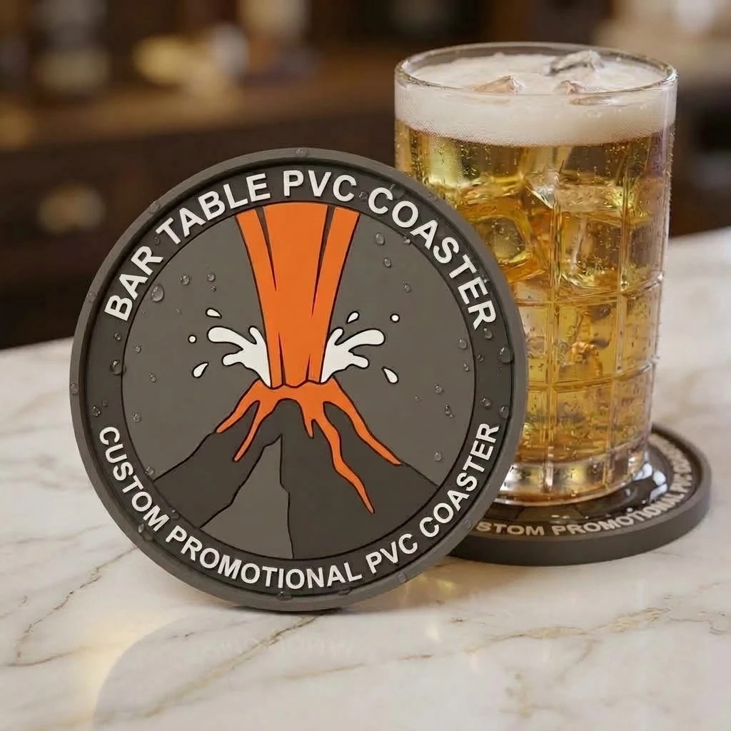 Personalized Rubber Cup Coaster Custom Logo Soft PVC Drink Coasters Any Shape Home Bar Table Pads