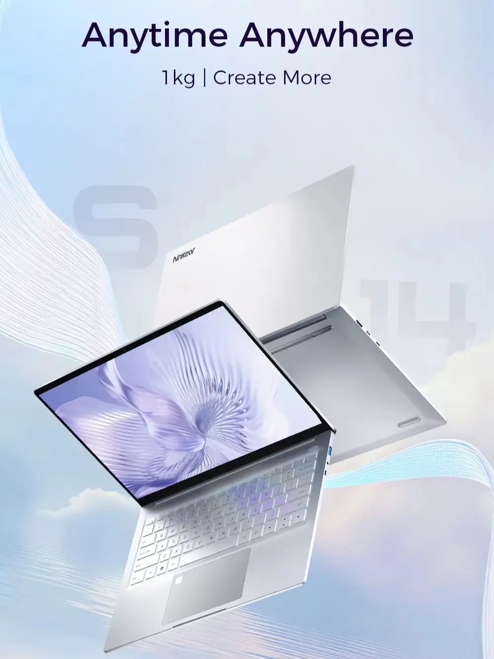 Ninkear S14 Laptop AMD Ryzen 5 6600H 16GB RAM 512GB SSD 14 Zoll 2.2K 2240x1400 IPS-Bildschirm Ultrabook Windows 11 WLAN 6 BT5.3 1kg Tragbares Notebook
