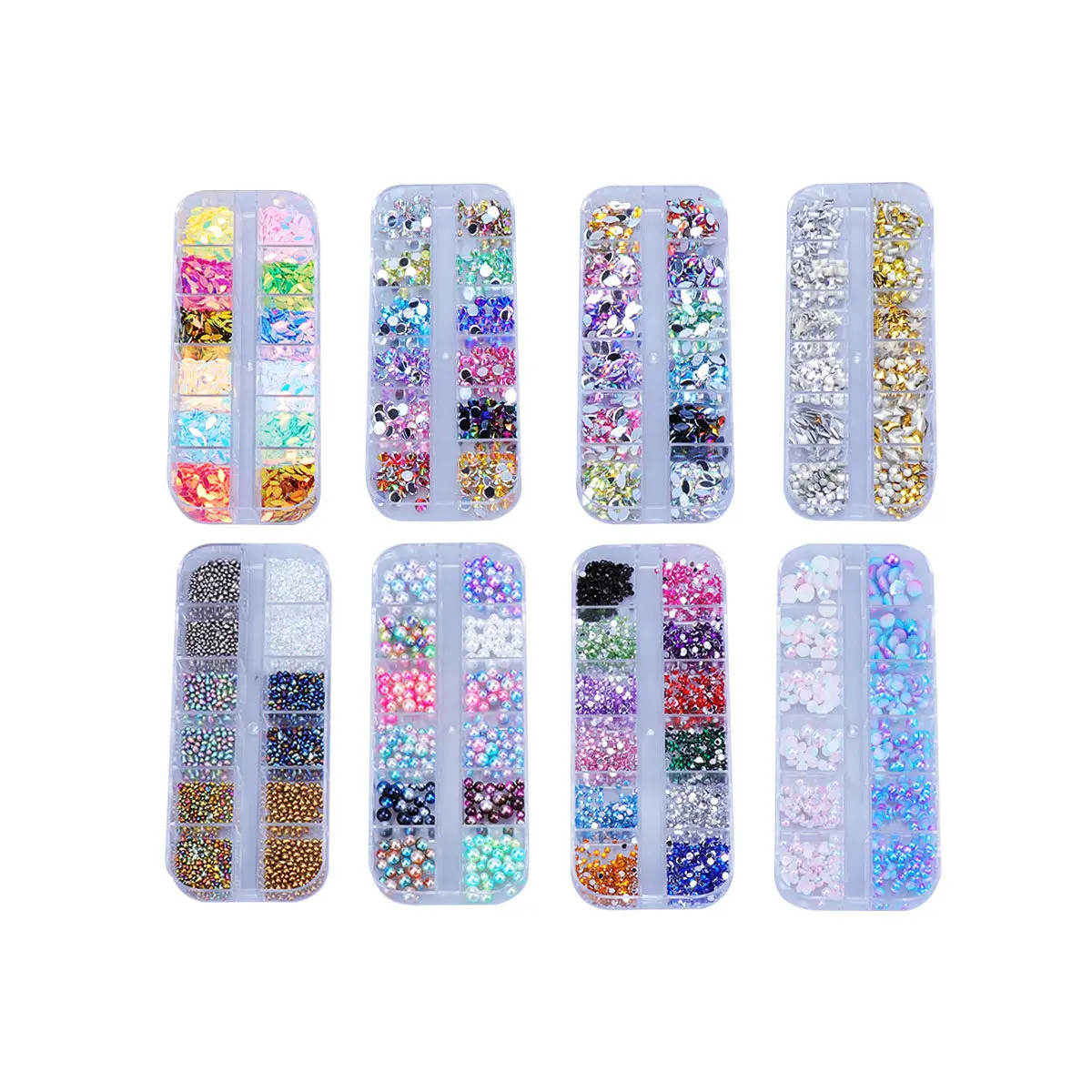 

8 Boxes Nail Jewelry Manicure Accessories Kits DIY Supplies Rhinestones for Nails Decorating Decorations Artaccessories
