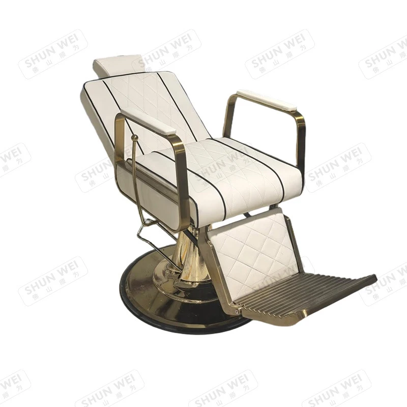 Gold-Colored Barber , Popular High-End Salon Cutting Chair, Adjustable Height, Suitable Perming, Dyeing, And Hair