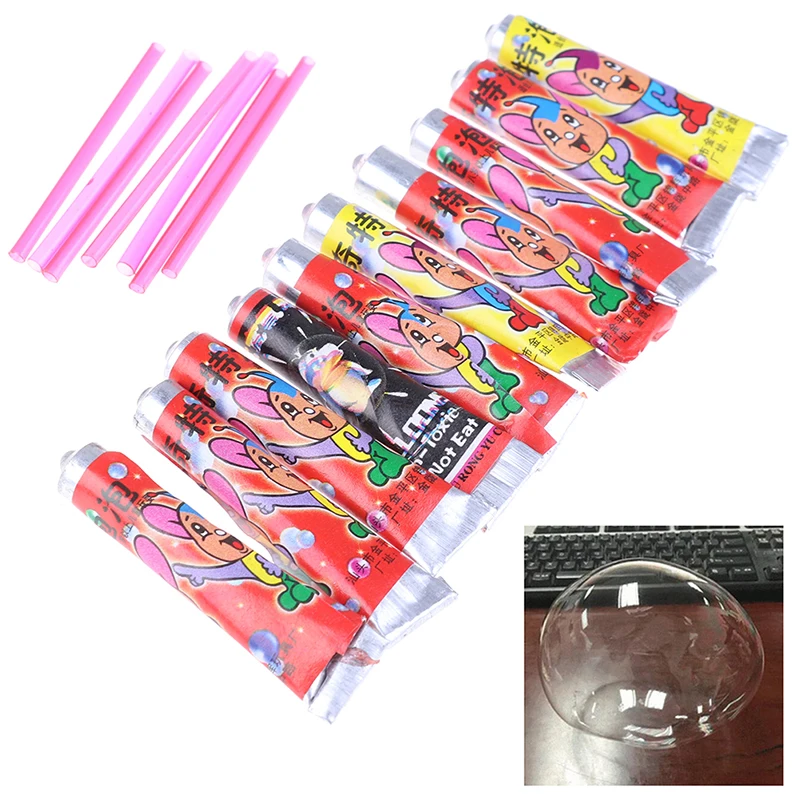 10Pcs Safe Magic Bubble Glue Toy Blowing Colorful Bubble Ball Plastic Balloon Space Balloon Safe Practical Jokes Kids Toy