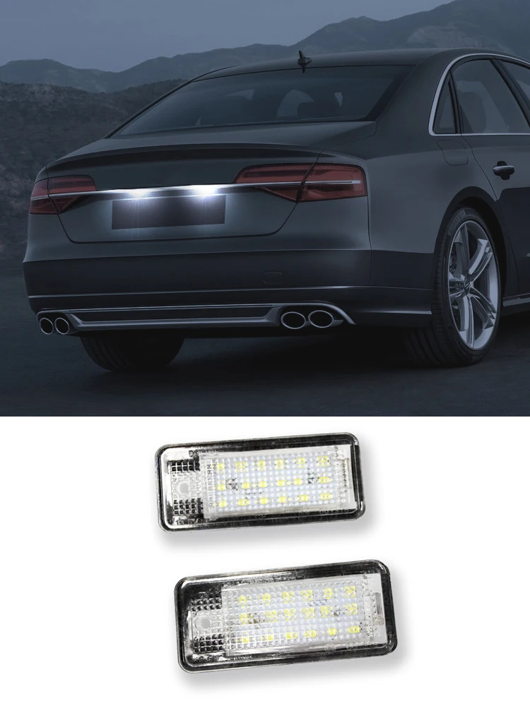 2 個自動 Canbus 車 LED ナンバーライセンスプレートライト 12V アウディ A3 8p A4 B6 B7 直接交換リアライセンス電球