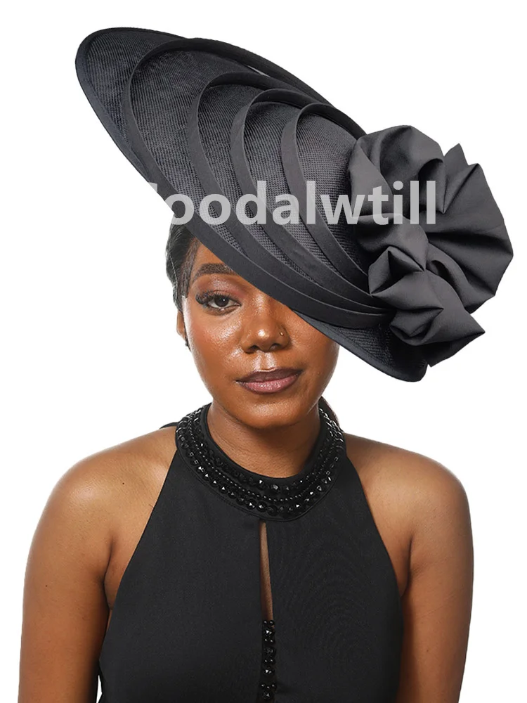 

Black Big Women Fascinator Wedding Hats Ladies Kentucky Derby Pillbox Fascinators Hat Headband Church Event Headpiece Femme