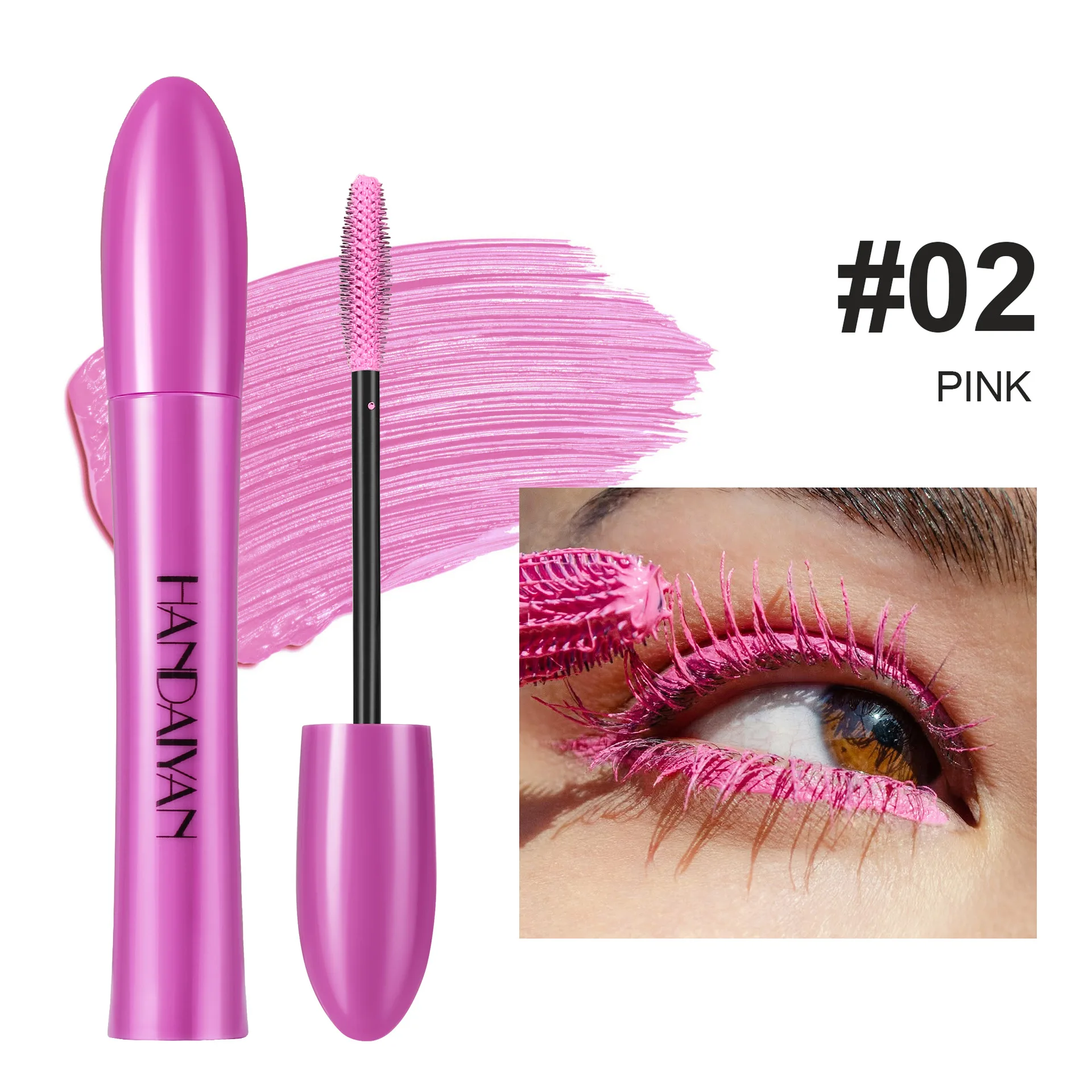 Colorful Mascara English Packaging Handaiyan Waterproof and Non-smudged Set Thick Curl Mascara