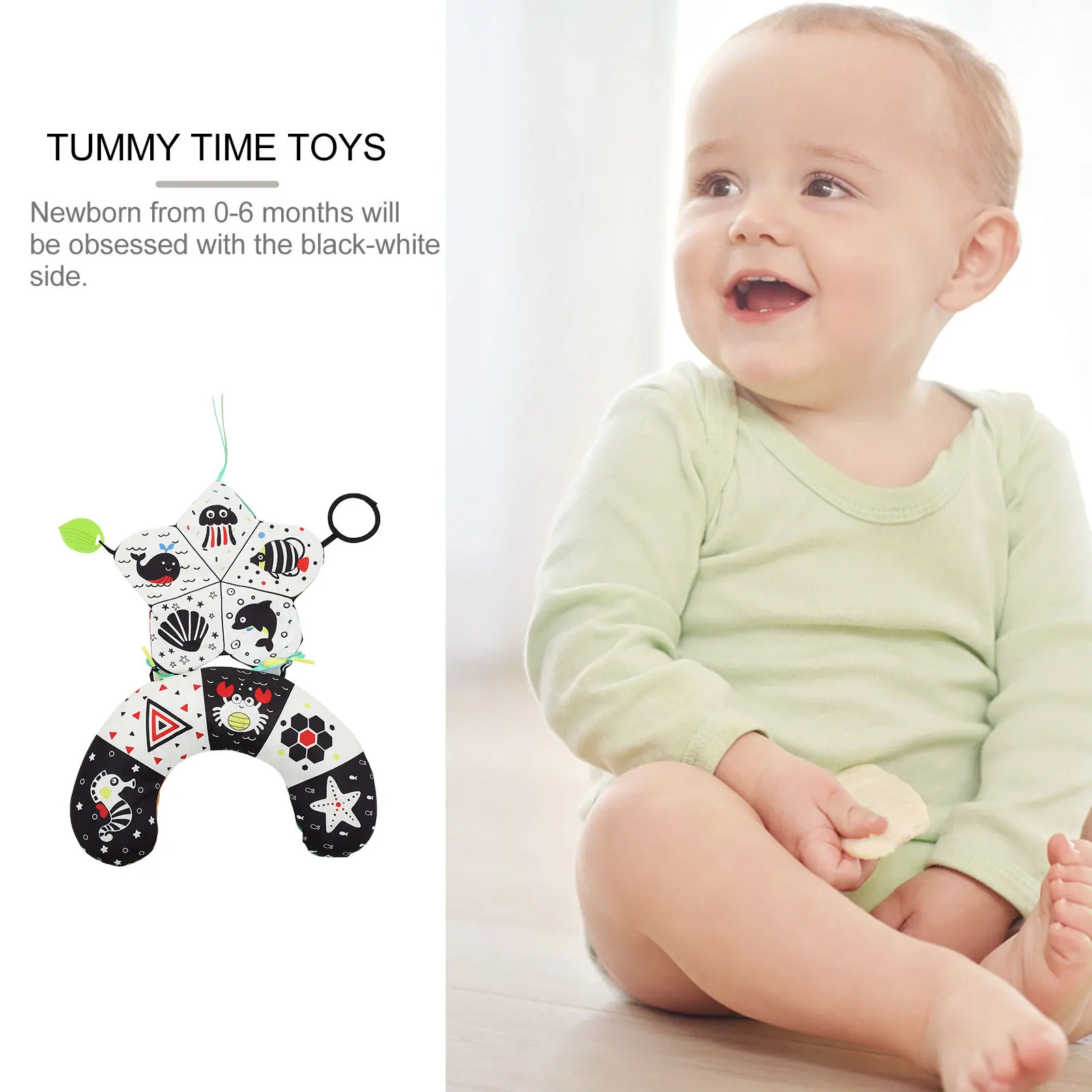 وسادة وقت البطن للأطفال من BESTonZON لحديثي الولادة من عمر 0 إلى 6 أشهر، سجادة لعب حسية من القطن خفيفة الوزن لعبة التفاعل بين الوالدين والطفل #3