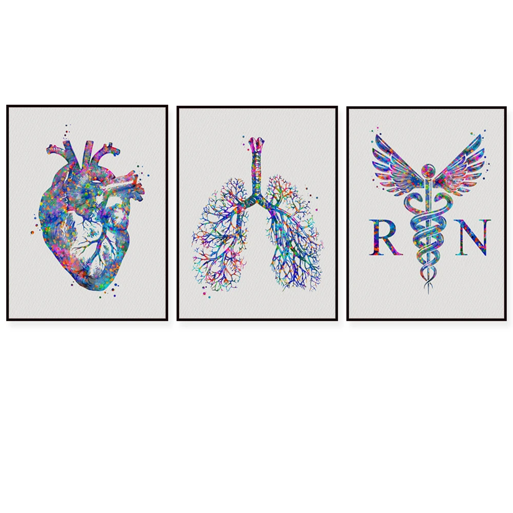 Nurse gift doctor graduation watercolor RN Caduceus printed medicine art doctor gift medical student gift