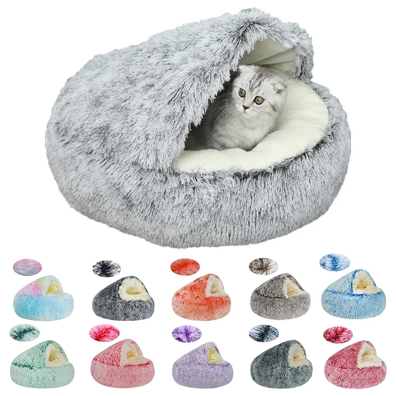 

New Pet Bed Winter Soft And Comfortable Warm Shell Semi-enclosed Cat Mattress Cute Pet Cat Bed Kennel Dog Sleep Protector Puppy
