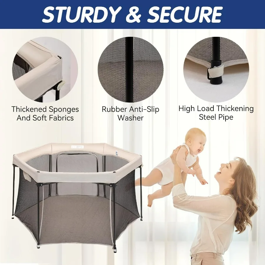 Box portatile per bambini da 53x53 pollici con pareti in rete traspirante per uso interno ed esterno Spazio di gioco sicuro chiuso per neonati e