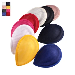 16cm colorful Teardrop Fascinator Hat Base Imitation Linen Millinery Base Women Cocktail Hat hair Accessory DIY Craft Material