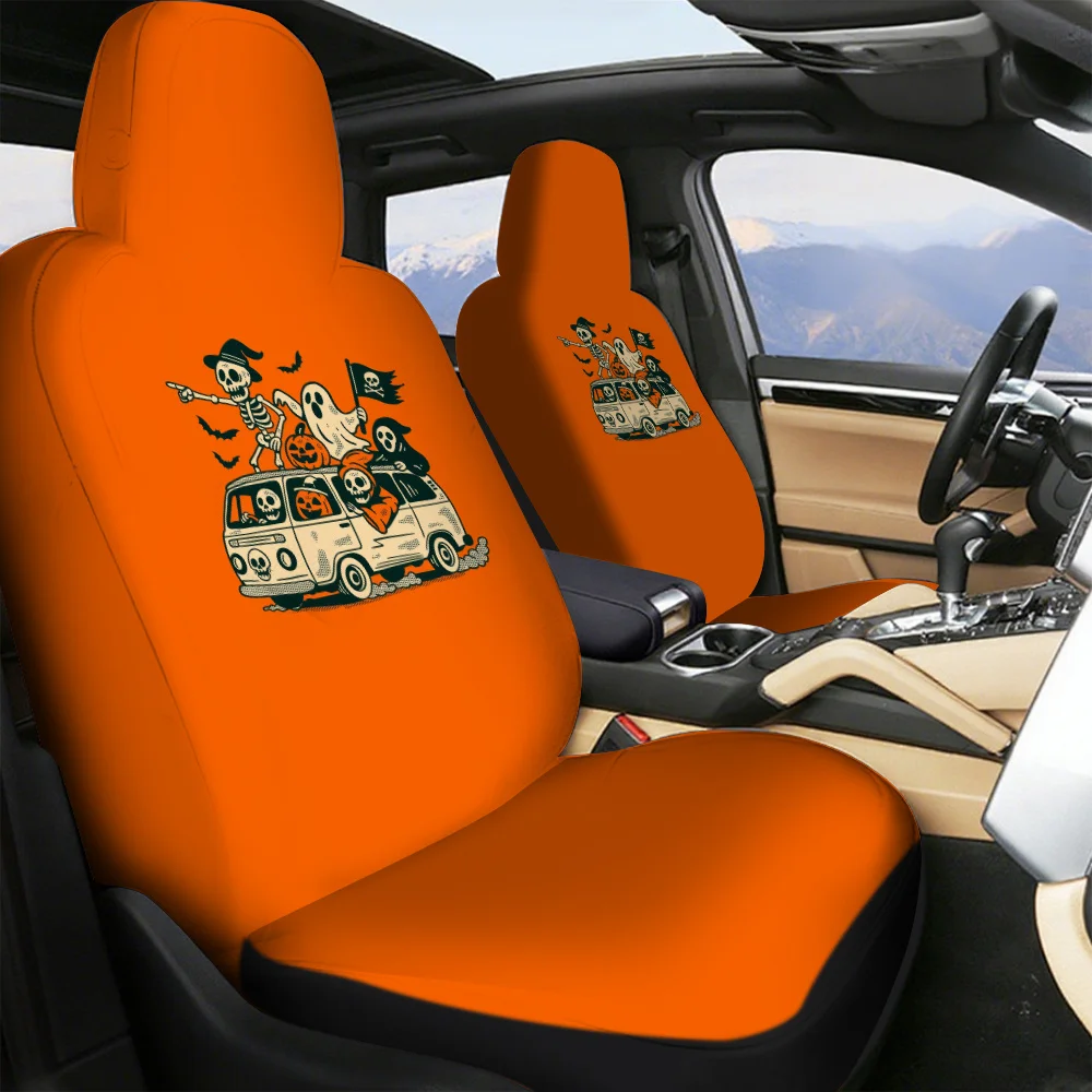 

Fit Car Seat Covers For Most Vehicles - Pirate-Themed & Driver Front Seats With Skull & Treasure Chest Print, Durable Easy-Clean