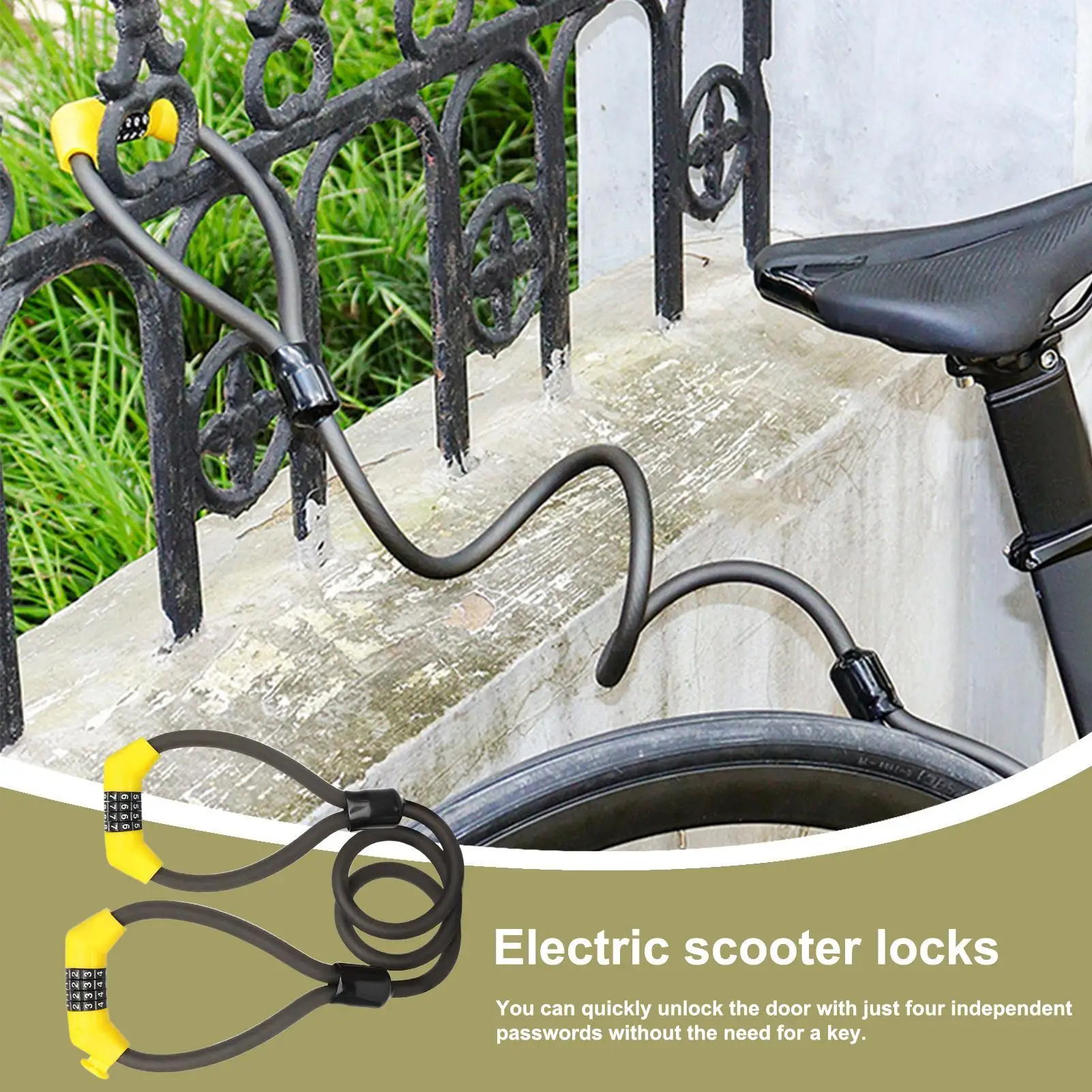 

4-значный кодовый тросовый замок, сверхмощный противоугонный велосипедный замок для электронных велосипедов, скутеров, уличной общественной парковки, уличной безопасности