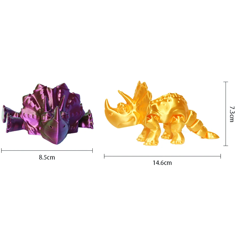 3D Printed Toys Dinosaurs Triceratops Figures Multi-joint Model Ornament Realistic Desktop Novelty Creativity Kids Gifts Toy