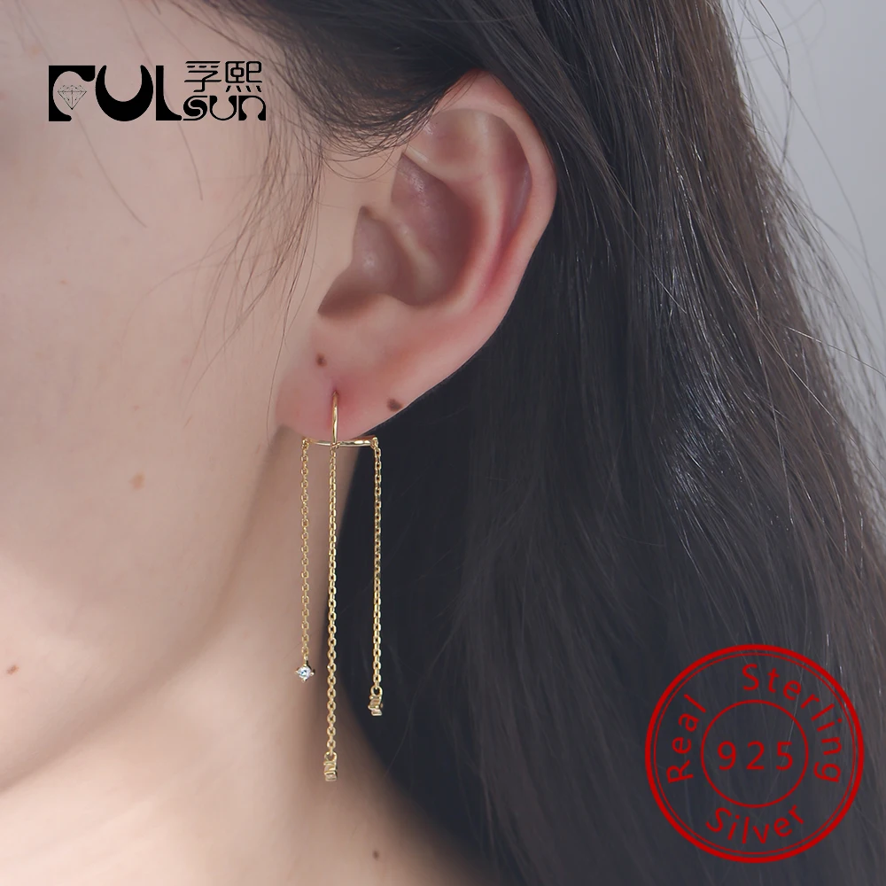 

Fashion Dangle Jewelry 14k Gold Plated 925 Sterling Silver Long Statement Earrings for Women Girls