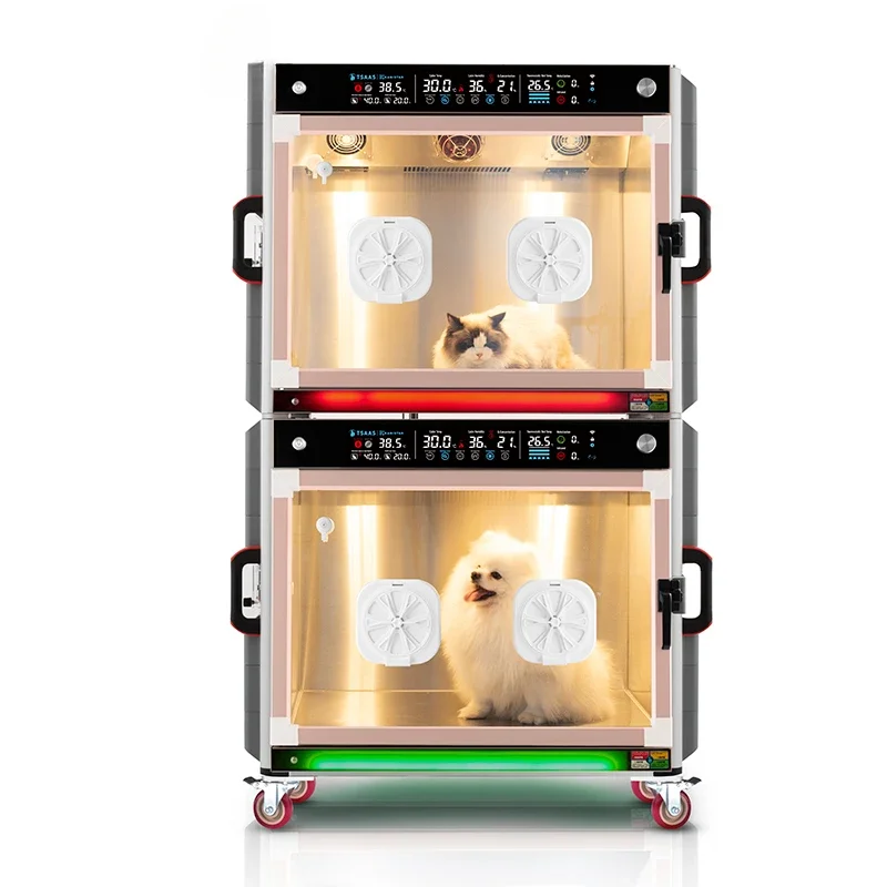 Vet Clinic Puppy Incubator Box Temperature Self-adaption Adjustment System Dog Oxygen Cage Pet ICU Cage