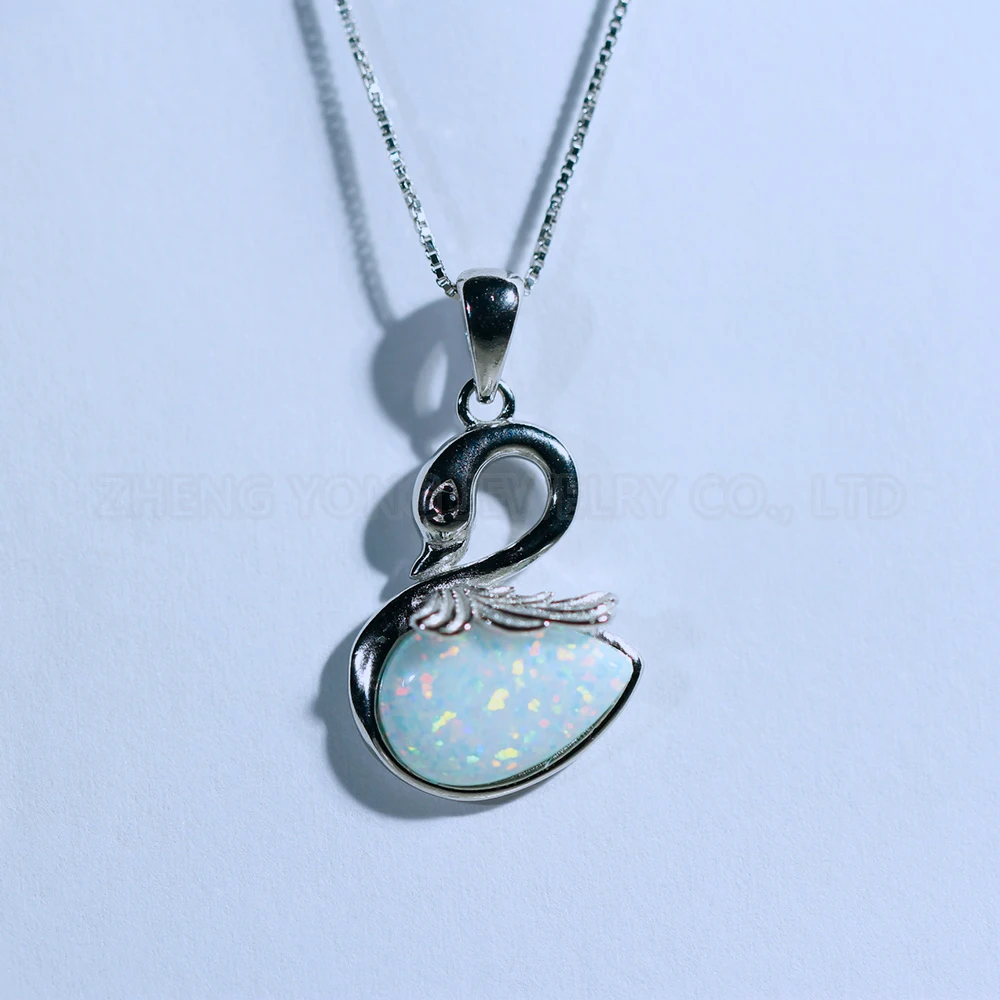 

Animal Swan Shape White Opal Pendant 925 Sterling Silver Pear Stone Elegant Pendant