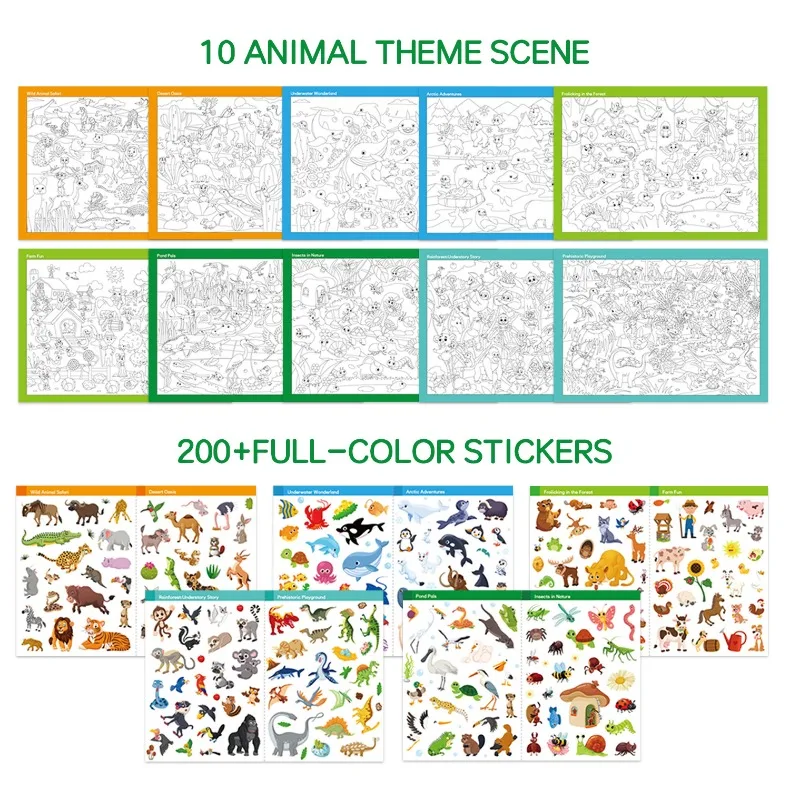 Fun Sticker Book, Search and Find Sticker Book Fun DIY Toy Book for Children Aged 3-10 Looking for Animal Parent-Child Interacti