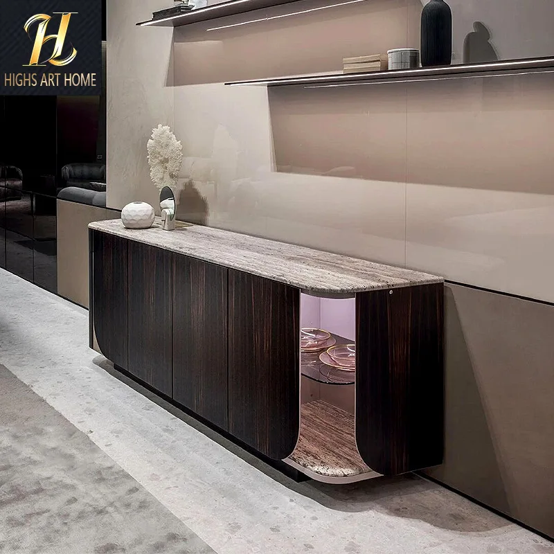 Włoska szafka boczna do jadalni z litego drewna, luksusowa willa, kreatywna szafka boczna z wyższej półki.