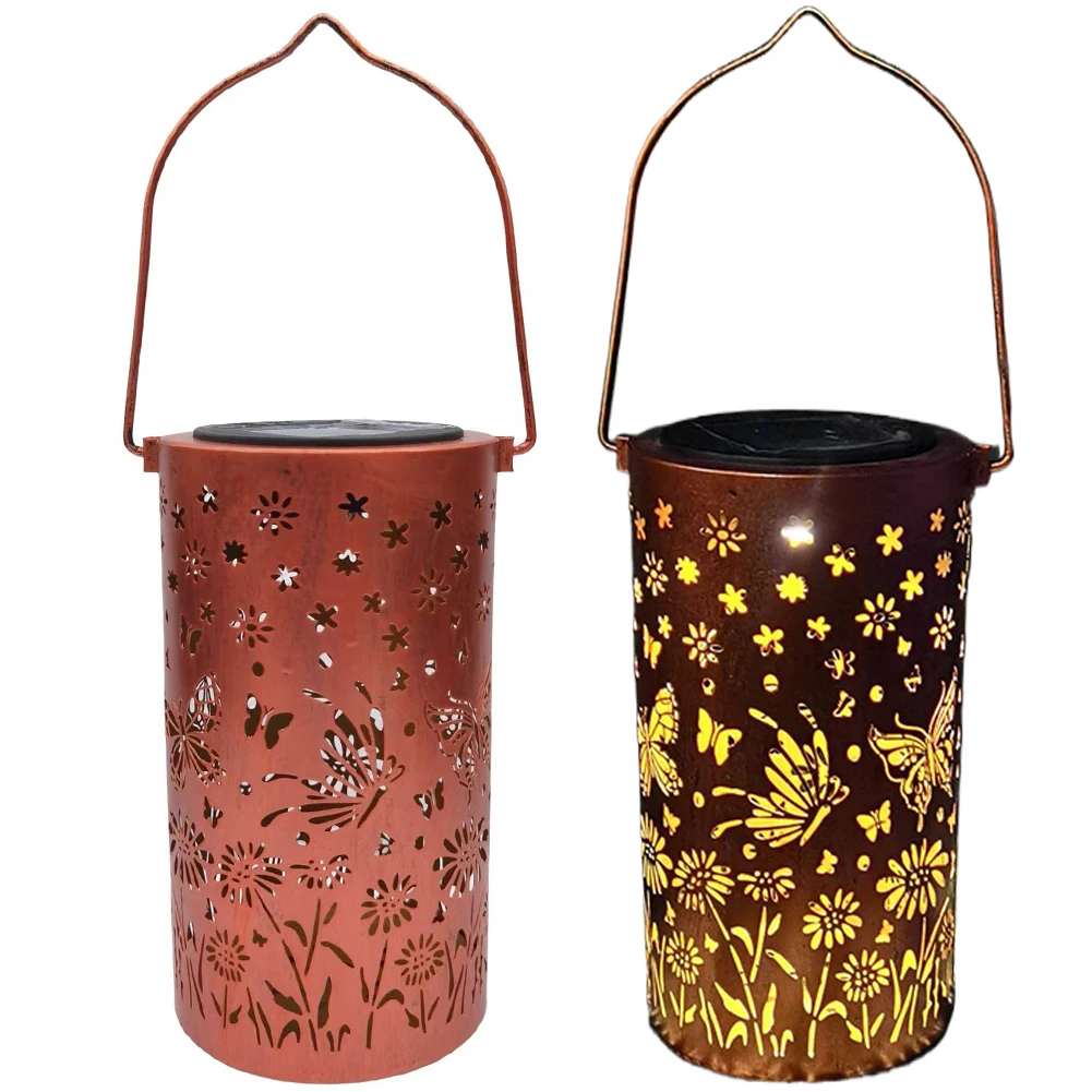 

Solar Hanging Butterfly Light Projection Lantern IP65 Waterproof Decorative Hollow Light with Stake for Backyard Porch