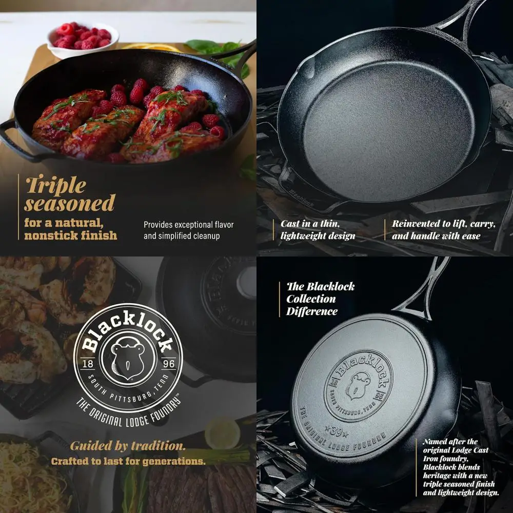

12 Triple-Seasoned Cast Iron Skillet - Lightweight & Easy to Clean - High-Quality Cooking Pan