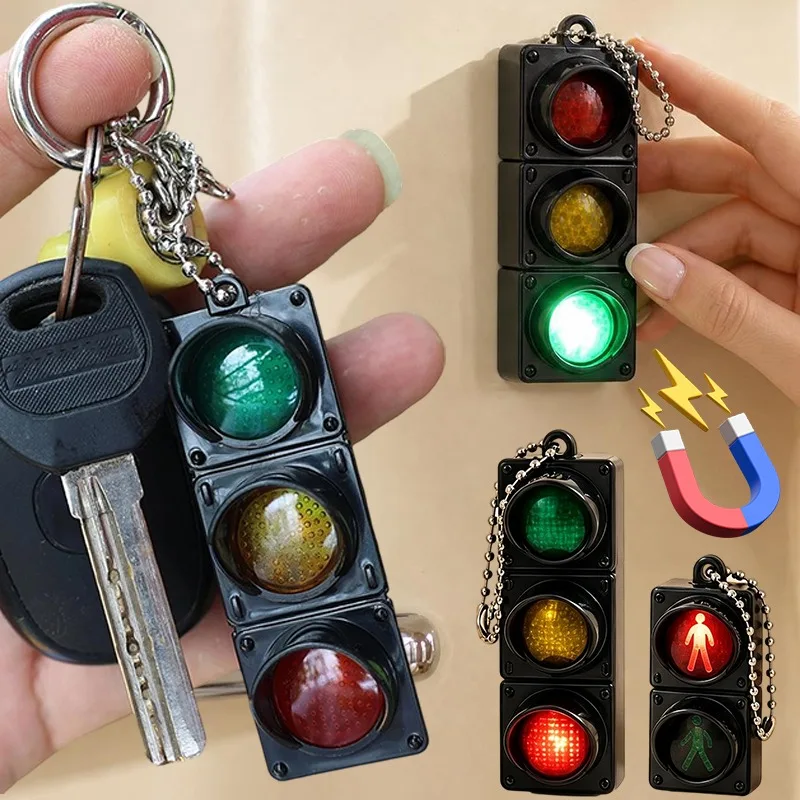 Glowing Traffic Light Refrigerator Magnet Interactive Push Button LED Signal Decorative Fridge Sticker Gift Magnetic Adsorption