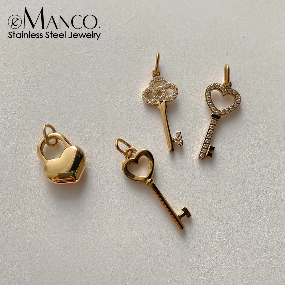 Breloque en forme de cœur en acier inoxydable EManco pour la fabrication de colliers, bracelets, boucles d'oreilles et bijoux DIY, expédition en 48 heures