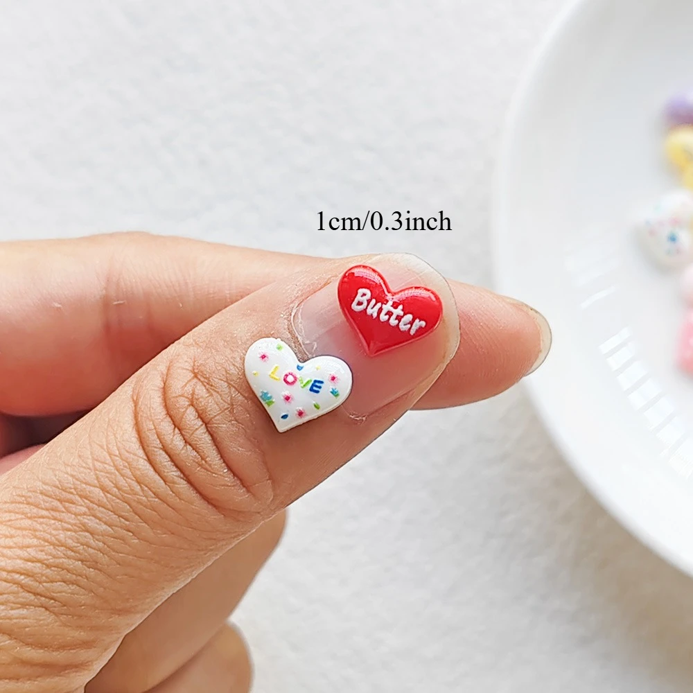 30/50pcs  10mm Valentine's Day Resin Love Nail Art 3D Stereoscopic Heart Design Nail Art, Suitable for DIY Nail Products