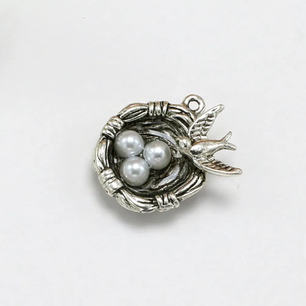 

20Pcs Silver Alloy Bird Nest Pendant Charms Simple Elegant DIY Jewelry Making Supplies for Necklace Bracelet Dangle