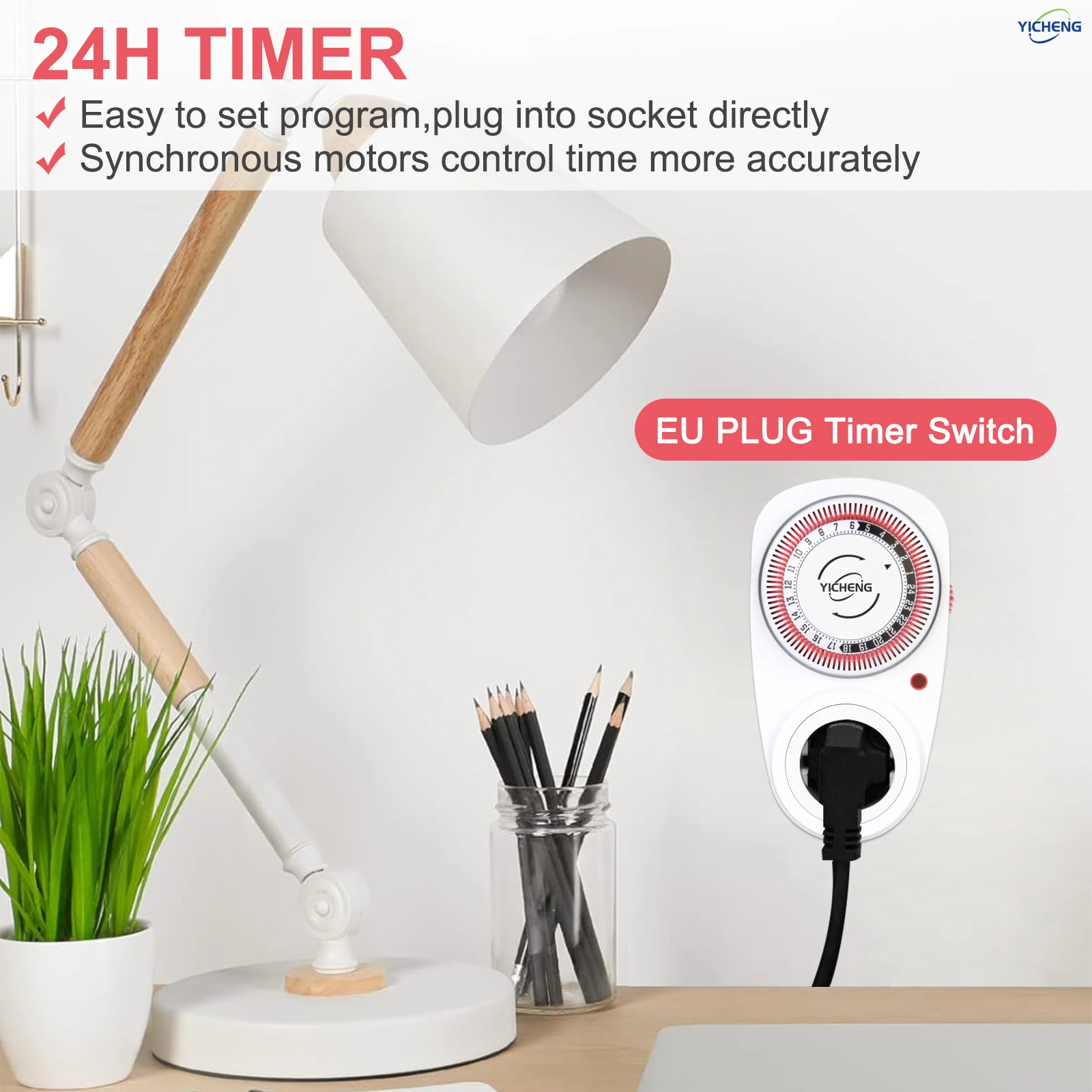 1Pcs 24 Hour Socket-type Mechanical Timer Grounded for Aquarium, Grow Light, Hydroponics, Indoor Lighting, Home Appliances.